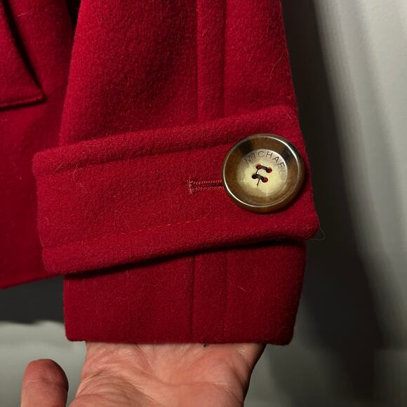 MICHAEL Michael Kors Coat Pea Red Wool Blend Short Lined Winter School Retro S - Picture 4 of 9